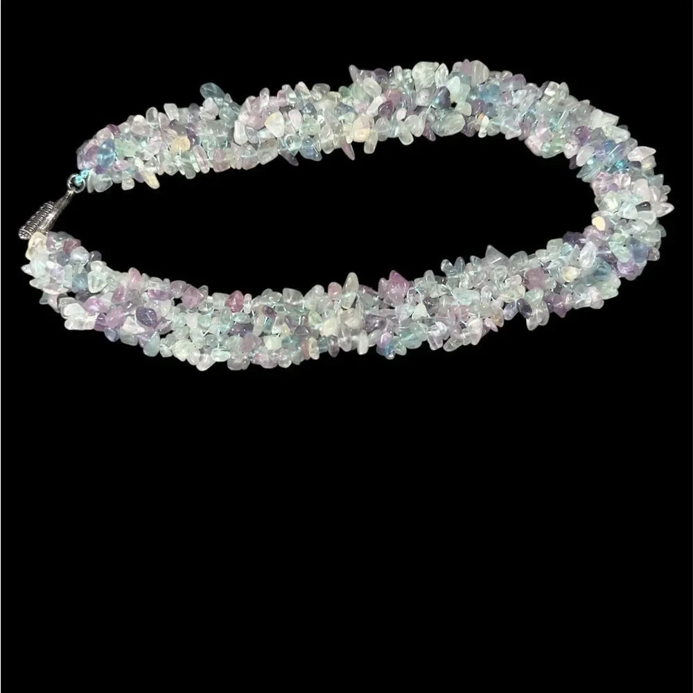 Beautiful Rainbow Fluorite Chips Necklace. 16 inches long. - Picture 6 of 6